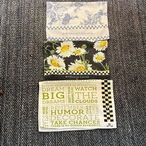 Mackenzie-Childs Cotton Dish Towels, 3, Pre-owned
